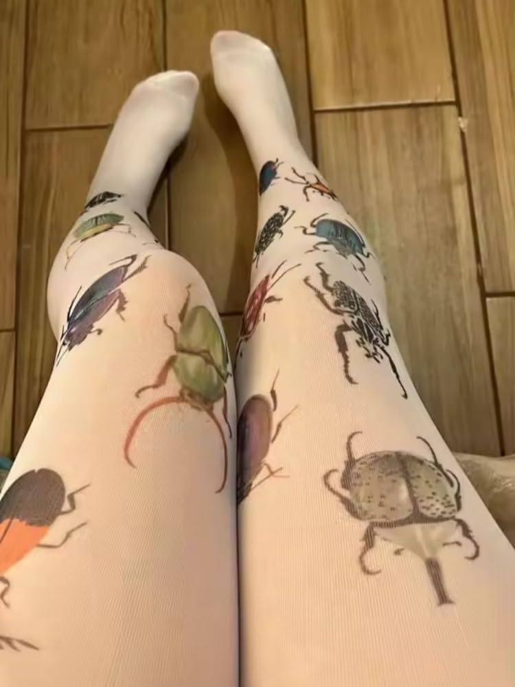 TYATVS Womens Whimsy Twee Funky Tights Emo Goth Patterned Stockings Whimsical Clothes Y2k Grunge Aesthetic - Image 4